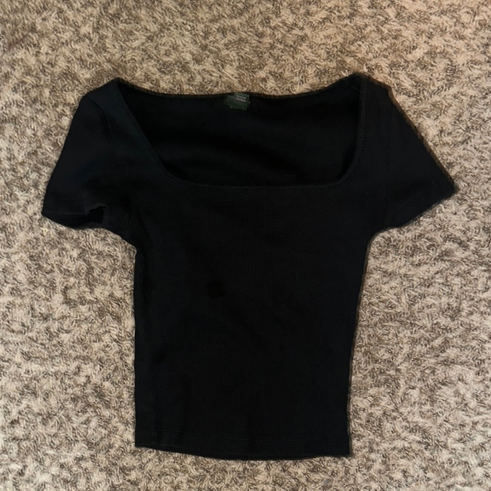 Black Square Neck Top